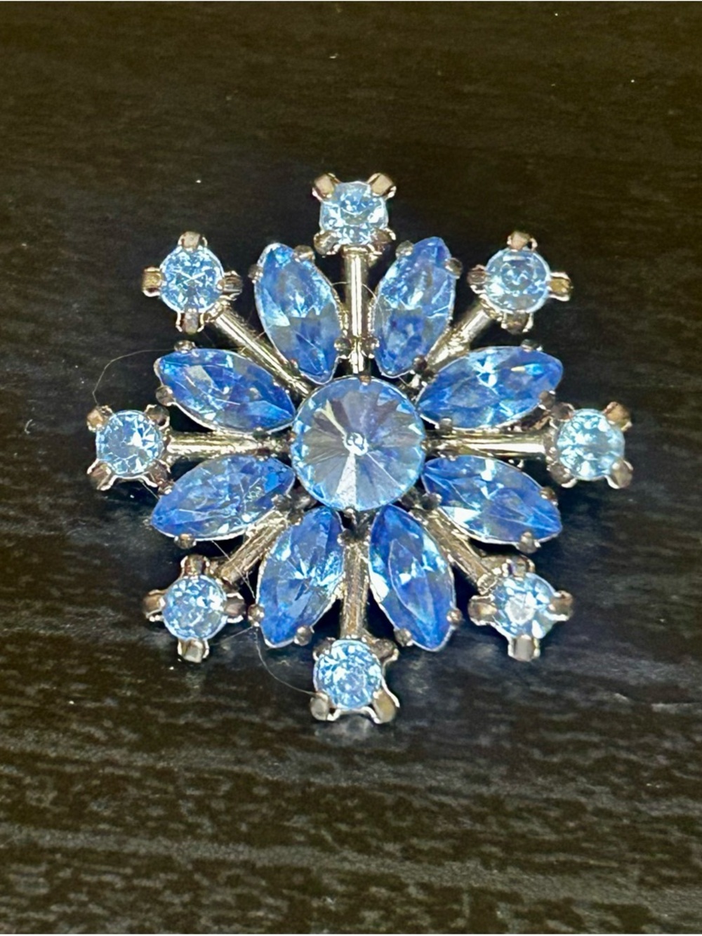 Blue Crystal Snowflake Brooch - Women's Jewelry